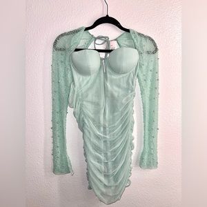 Oh Polly St. Germain Embellished Long Sleeve in Aqua